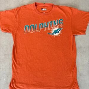 Miami Dolphins NFL Team Apparel T-Shirt Men M Orange Graphic Print Logo
